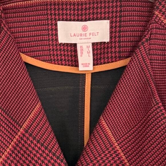 Laurie Felt Los Angeles Zoe Burgundy Plaid Wrap Coat US M - Picture 2 of 5